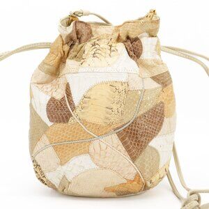 Vintage Snakeskin Purse Bucket Python Patchwork Cinch Top Carryall Crossbody Bag